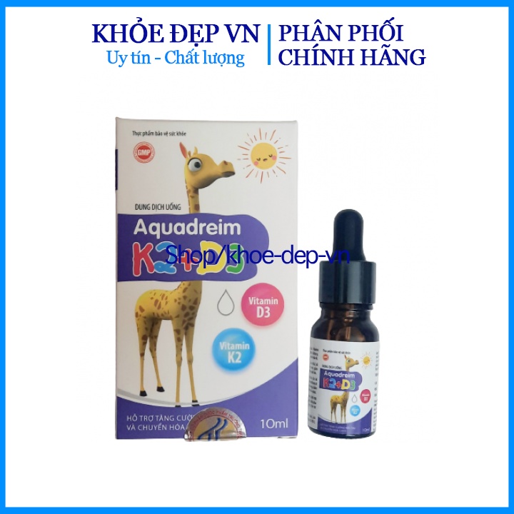 Aquadreim vitamin D3+DHA lọ 10ml bổ sung vitamin D3, cải thiện còi xương, chậm lớn cho bé từ 1 tháng tuổi.