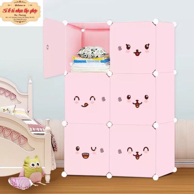 TỦ NHỰA QUẦN ÁO LẮP GHÉP 6 Ô SÂU 47cm. Tặng kèm 1 treo đồ.