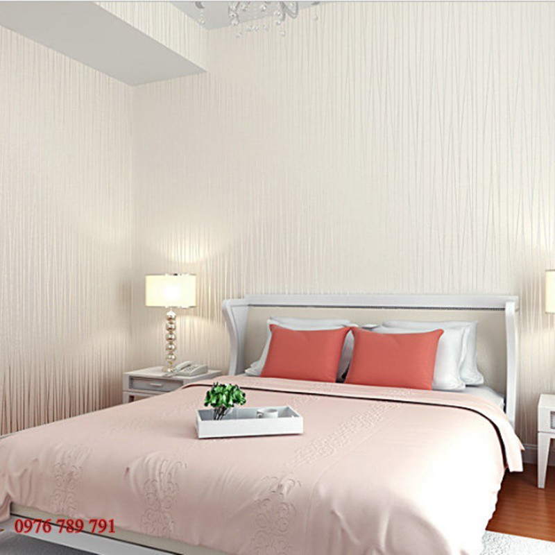 Giấy Dán Tường Vân Chỉ Cách Điệu Màu Trắng F7061 Cho Phòng Khách, Phòng Ngủ Lụa Không Keo Khổ 10m x 53 cm