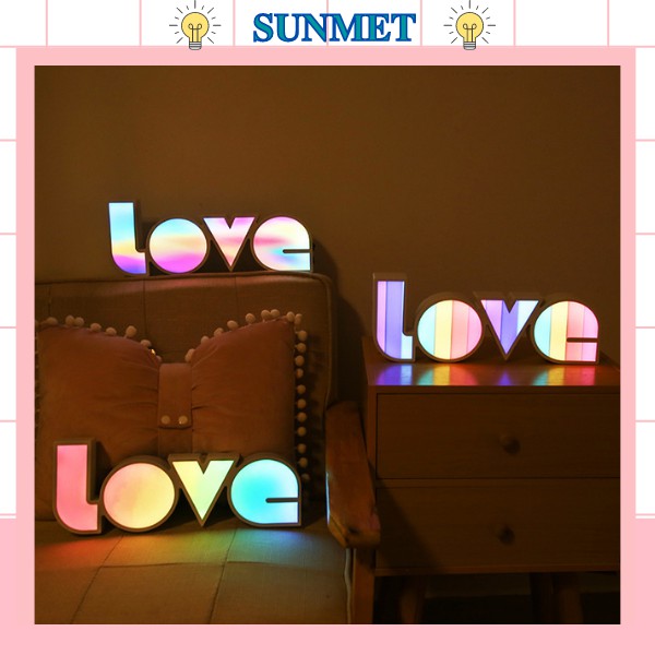 [ Hot TIK TOK ] Đèn LED Hộp Hình Chữ Love Màu Pastel Dùng Pin Hoặc USB Decor Phòng Ngủ Tiệc Cưới Nhà Hàng Homestay