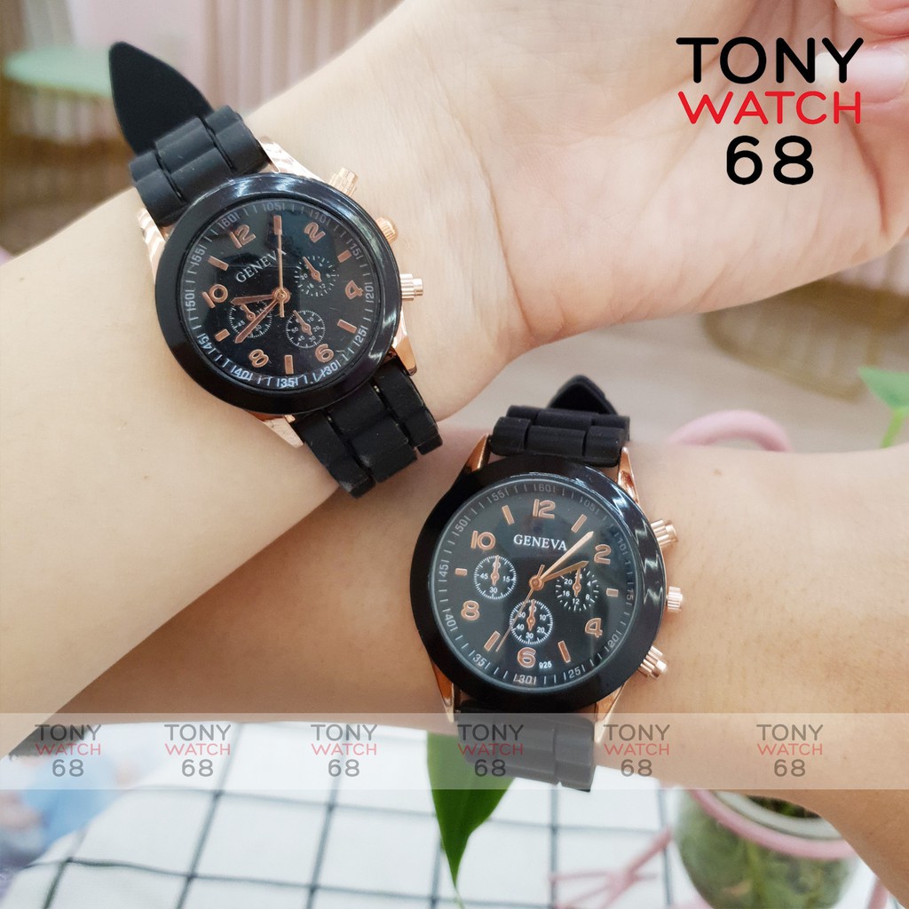 HÀNG CAO CẤP -  Đồng hồ cặp đôi nam nữ Geneva dây cao su trắng mặt kính cong độc đáo chính hãng Tony Watch 68  - Hàng Ca
