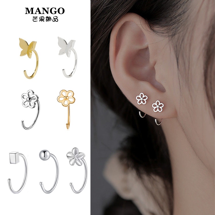 Bông Tai Mạ Bạc 925 Hình Bướm Phong Cách Hàn Quốc Thời Trang Cho Nữ A141