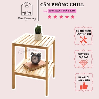 [GỖ XỊN] Kệ gỗ đầu giường |Tủ tab đầu giường gỗ thông 2 tầng cao cấp - lắp ráp cực dễ dàng, decor phòng | KT: 35x35x50cm