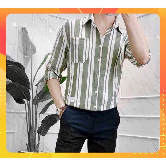 Sơ mi sọc thẳng 5 màu thời trang