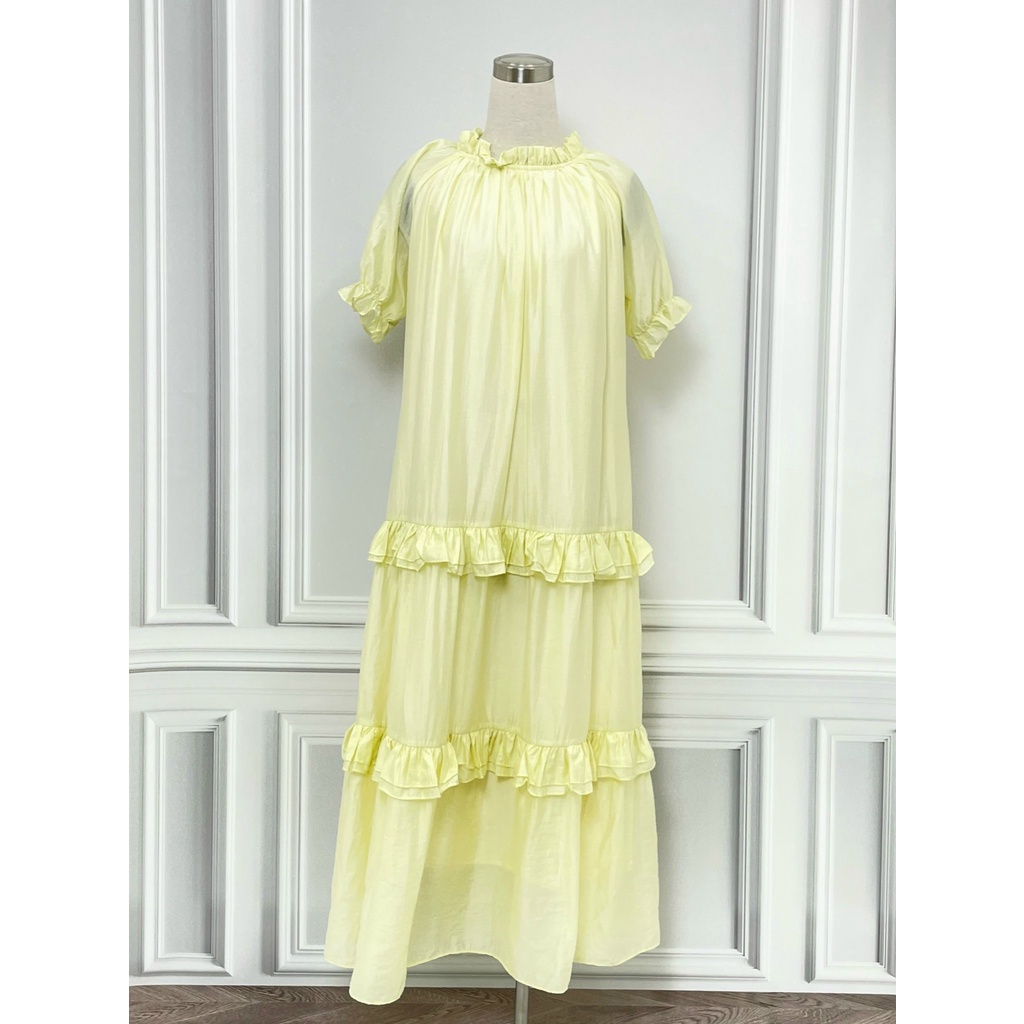 Váy H2B À LA MODE hàng hiệu chính hãng thời trang nữ V12 màu vàng size S dáng dài secondhand thanh l