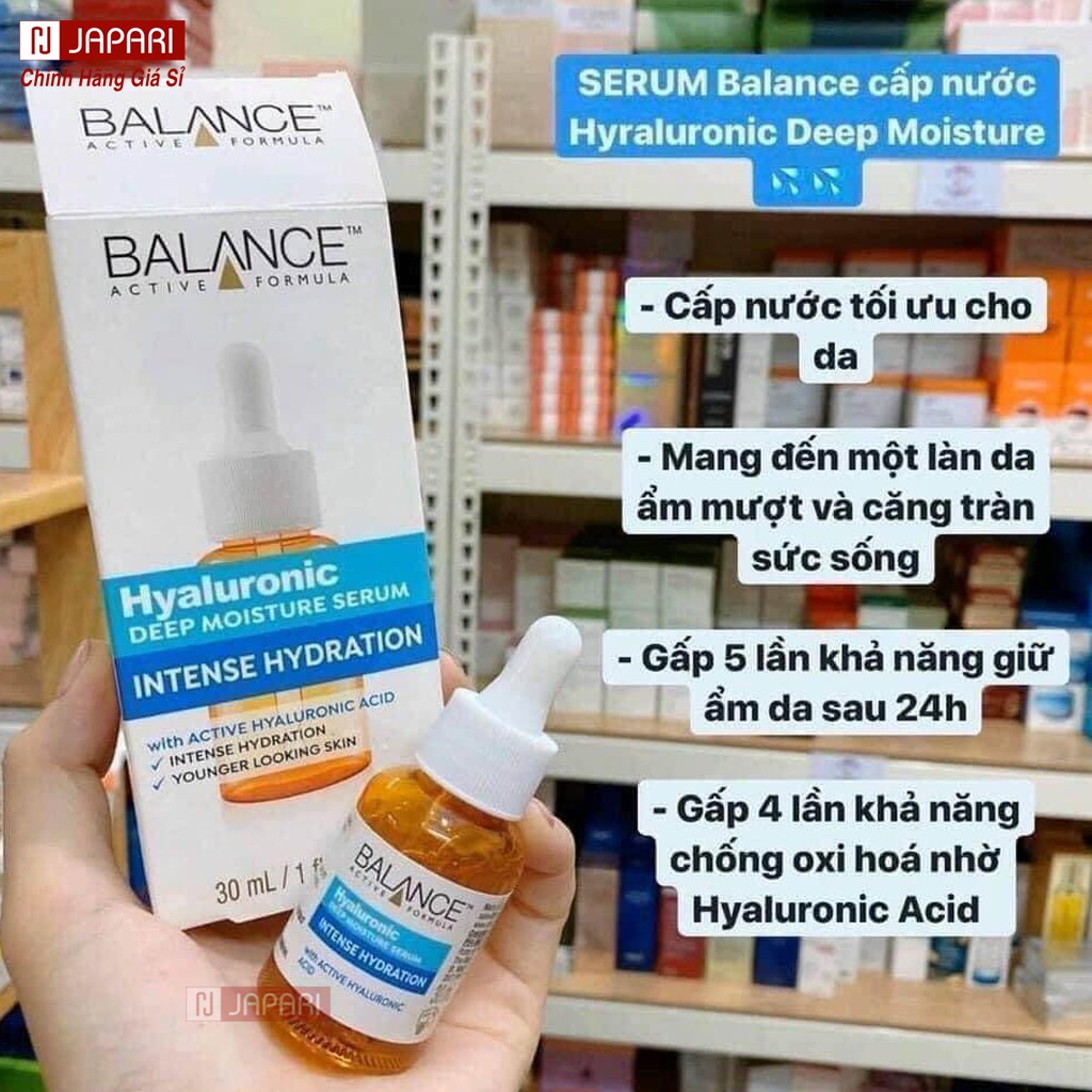 Serum Balance Vitamin C Dưỡng Trắng Da Mặt-Cấp Ẩm-Ngừa Mụn-Chống Lão Hoá Hyaluronic Gold Collagen Niacinamide JAPARI