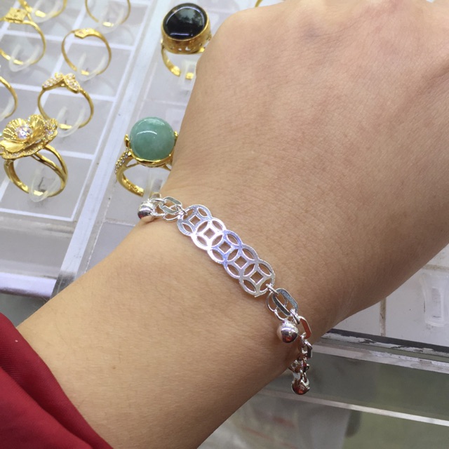 Lắc tay kim tiền bi bạc Nmj