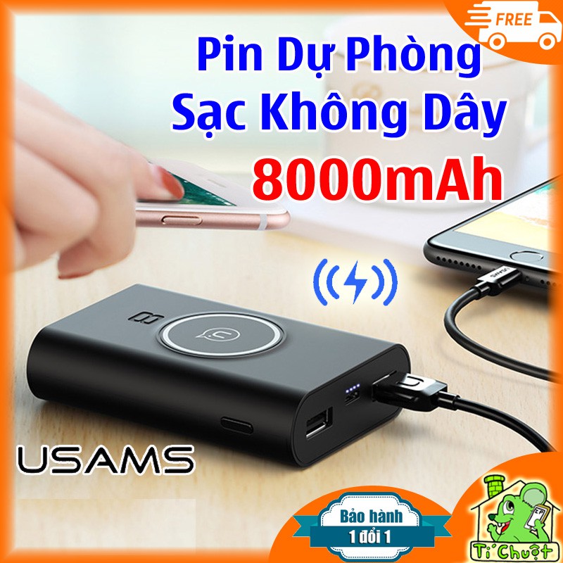 [Chính Hãng] Pin Dự Phòng USAMS có Sạc Không Dây Qi 8000mAh