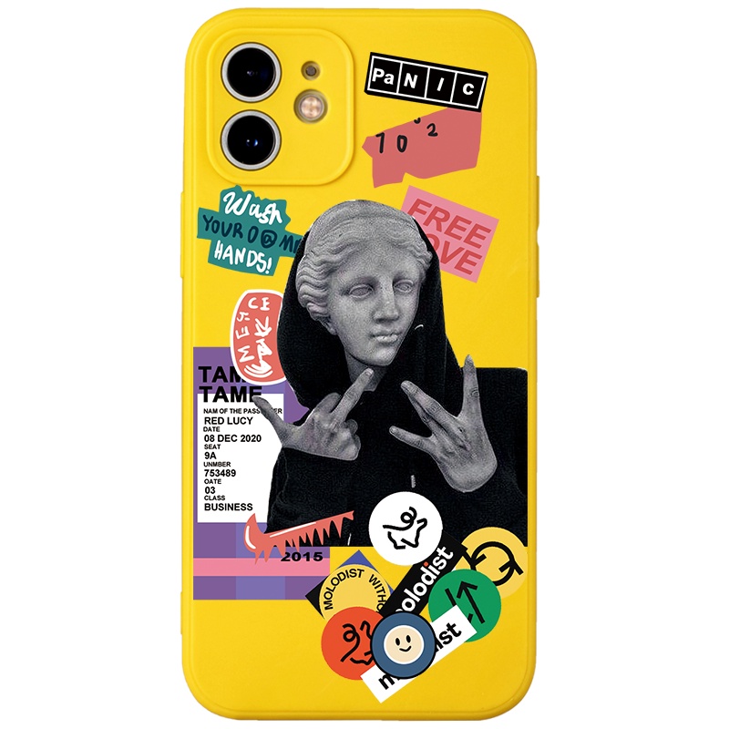 Ốp lưng JURSUE mềm chống bẩn hình ngộ nghĩnh bựa cho iPhone 13 12 11 Pro Max SE 2020 X XR XS ip 8 7 6 6S Plus Y85