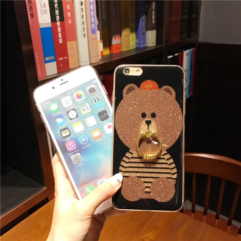 Huawei Nova 2,2i,2S,2 Plus,Nova 3,3i,3e,Honor Play,Bling Bear Phone Case+Ring