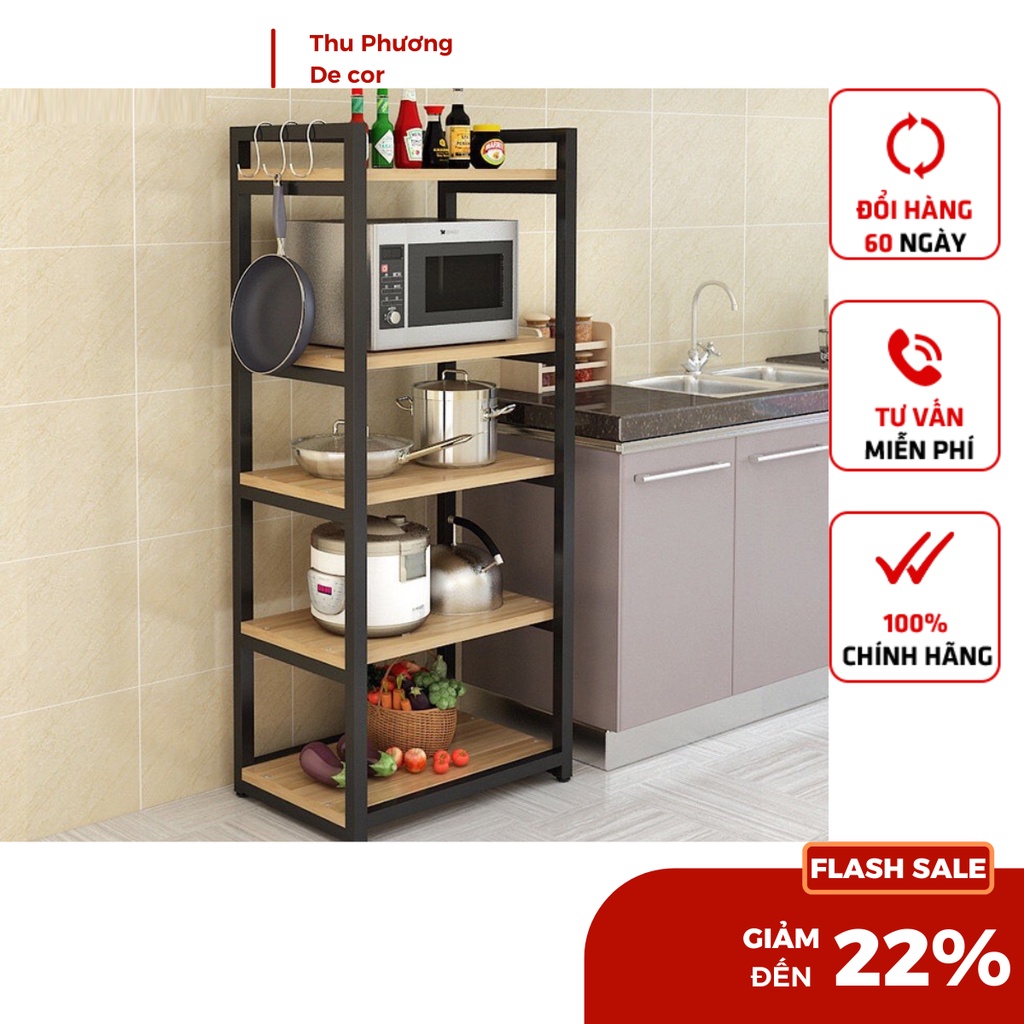 Kệ Để Lò Vi Sóng hoặc Lò Nướng, Sàn Gỗ Khung thép không gỉ sơn tĩnh điện, kệ lò vi sóng chịu lực tốt nhiều kích thước