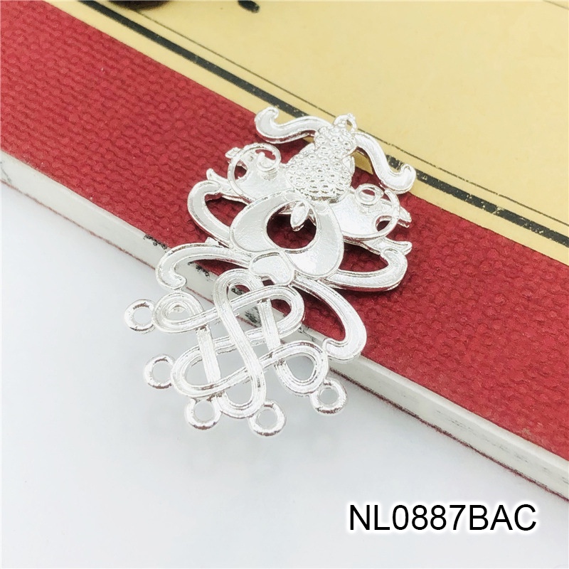 1 phiến đúc họa tiết nút thắt vô tận cách điệu 30*39mm nguyên liệu làm trâm làm trang sức cổ trang