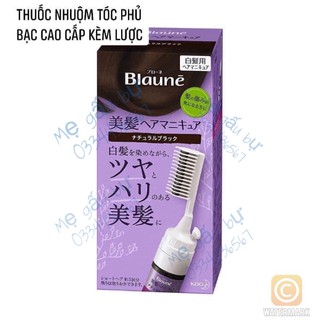 [Sẵn; đen, nâu] [ thêm màu độc  lạ ]Thuốc nhuộm phủ bạc kèm lược Blaune cao cấp nội địa Nhật