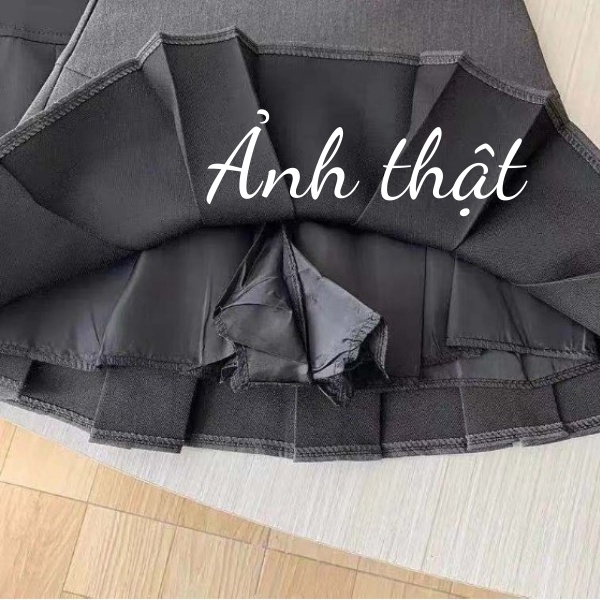 Chân váy ngắn xếp ly bản to màu xám kèm quần lót phong cách Hàn Quốc