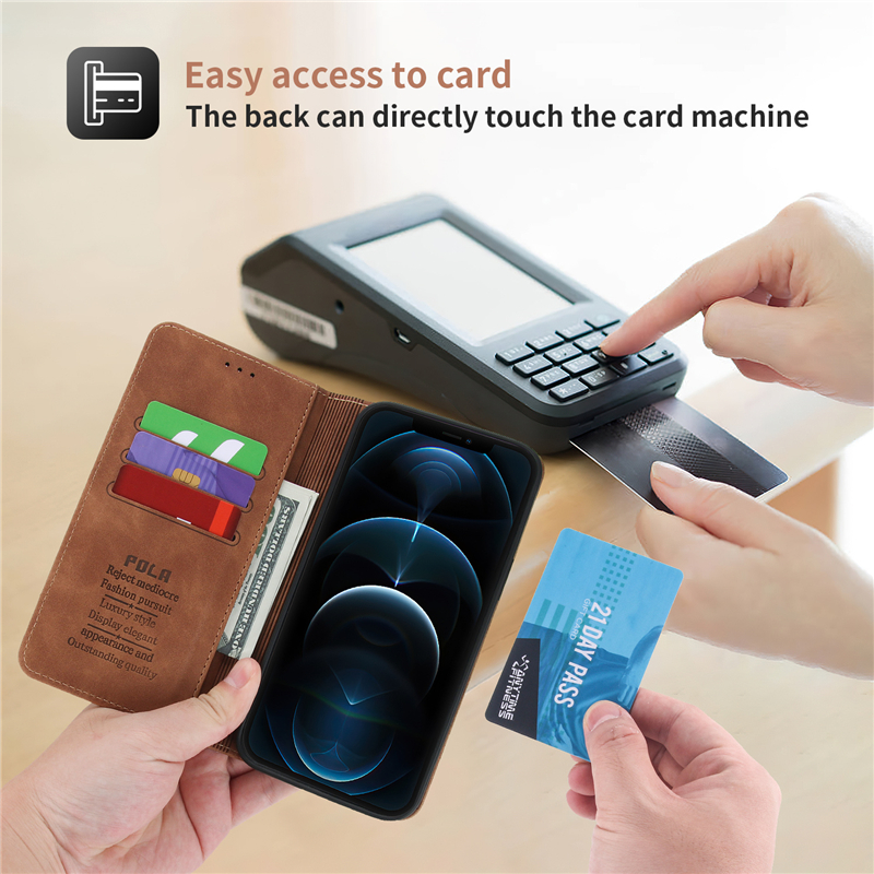 Bao da điện thoại kiểu ví phong cách retro cho IPhone 14 13 12 Mini 11 Pro X/XS Max XR I8 I7 I6S Plus Se 2020