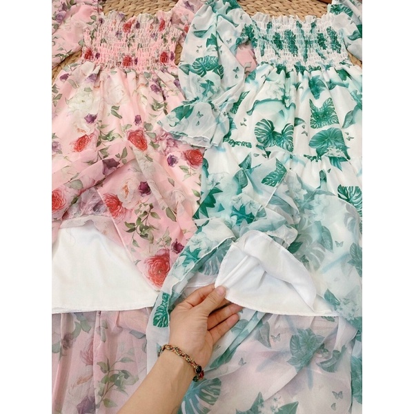 ĐẦM MAXI HOA DÀI TAY VOAN TẦNG🔥FREESHIP🔥 ĐẦM HOA DÀI ĐI BIỂN DU LỊCH CỔ VUÔNG