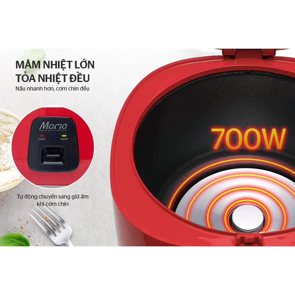 Nồi cơm điện 1.8L SUNHOUSE MAMA SHD8652 bảo hành 2 năm | BigBuy360 - bigbuy360.vn