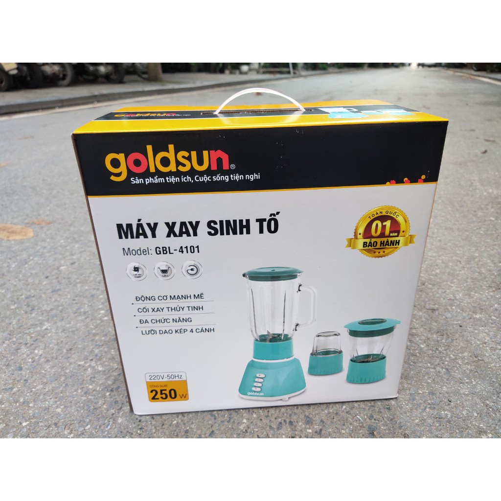 Xả hàng máy xay sinh tố 3 cối thủy tinh Goldsun GBL4101 Chính hãng