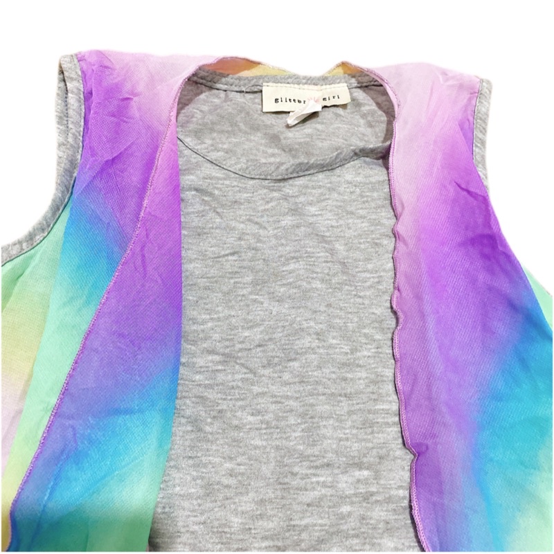 Áo thun xám loang phối voan bé gái