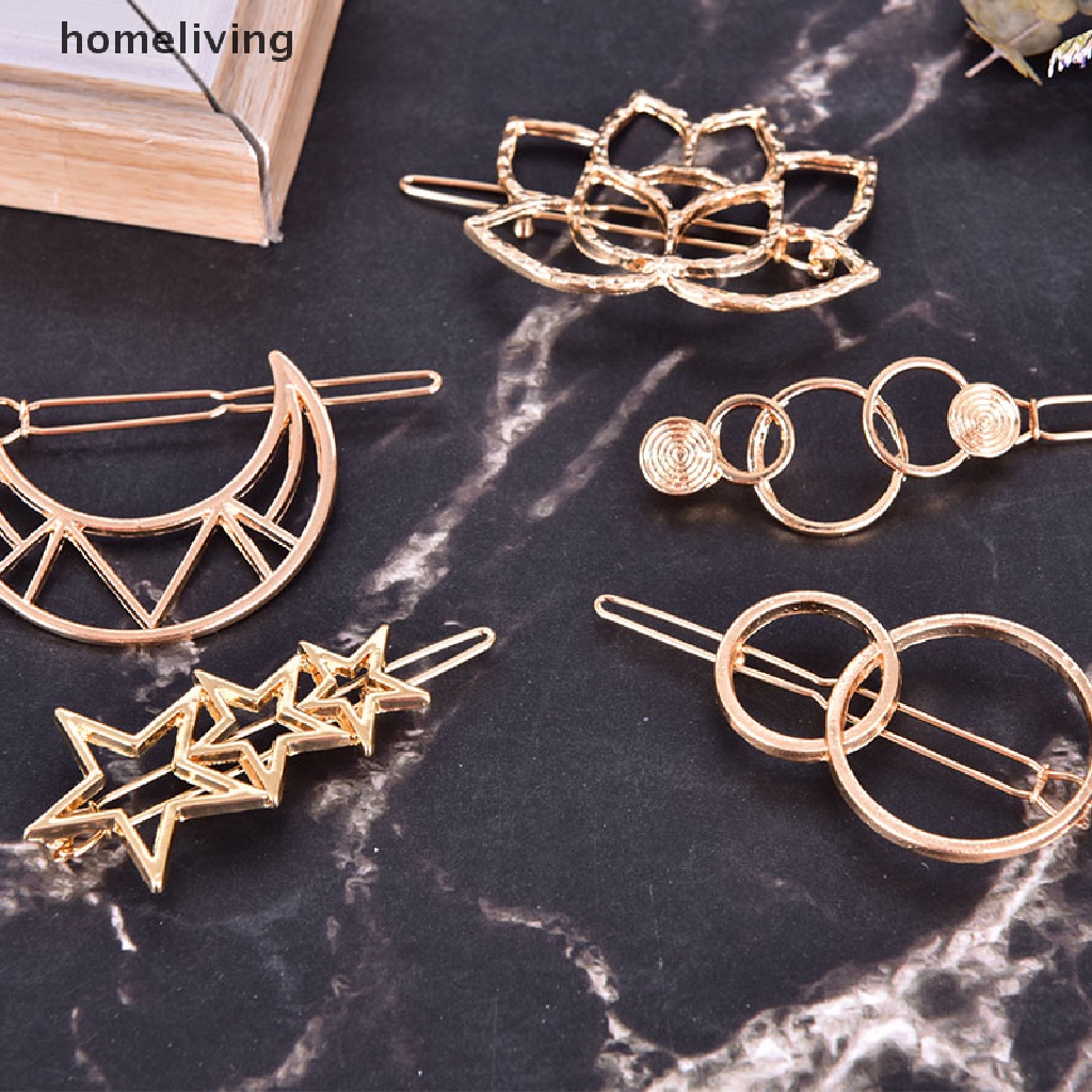 Kẹp Tóc Kim Loại Thiết Kế Hình Học Thời Trang Cho Nữ