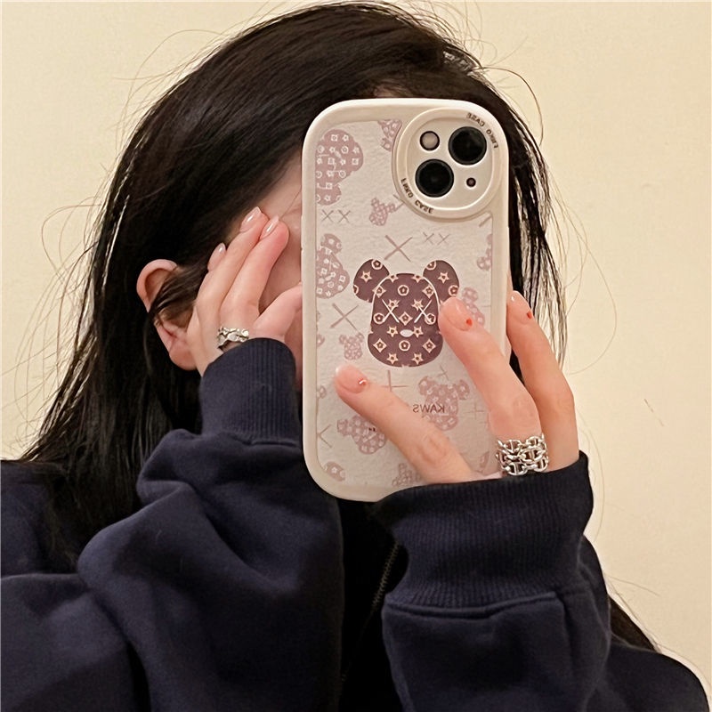 Ốp Điện Thoại Silicon Họa Tiết Đầu Gấu Tròn Dễ Thương Cho iPhone 12 13 11 Pro Max X Xs Max Xr 7 8 Plus Blx4