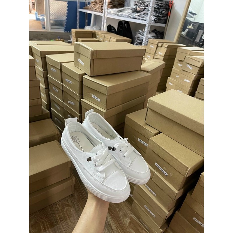 Giầy thể thao nữ ANNA  slip on  cổ thấp dây rút hè kiểu dáng hàn quốc trẻ trung da mềm cực êm chân