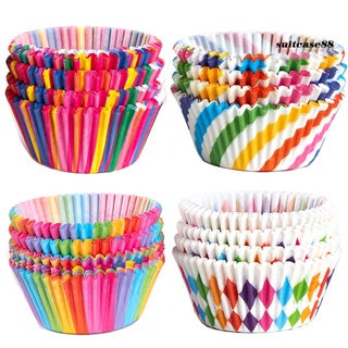 Bộ 100 khuôn bánh cupcake 7 sắc cầu vồng chuyên dùng làm bánh sinh nhật tiện dụng