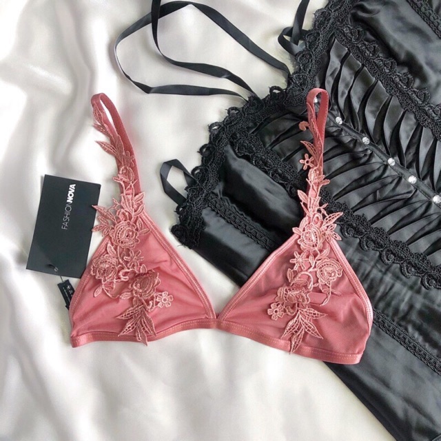 Bralette f21 ren phối hoa màu hồng đất hàng xuất dư