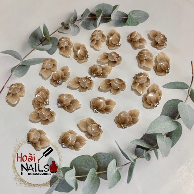 Hoa bột góc ôm đá ( 1bông)- Phụ kiện Nail