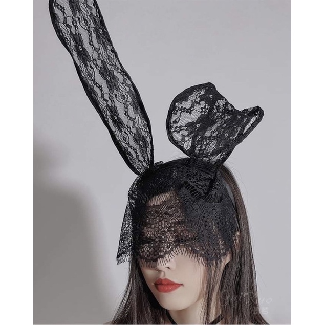 Cài tai thỏ kèm mặt nạ ren - Phụ kiện cosplay độc lạ, quyến rũ bí ẩn