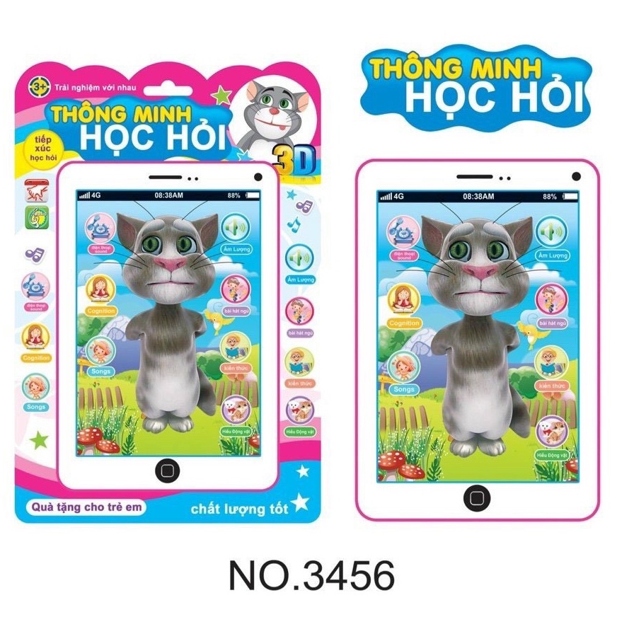 Vỉ đồ chơi Ipad mèo Tom Cat 3D thông minh dùng pin có nhạc