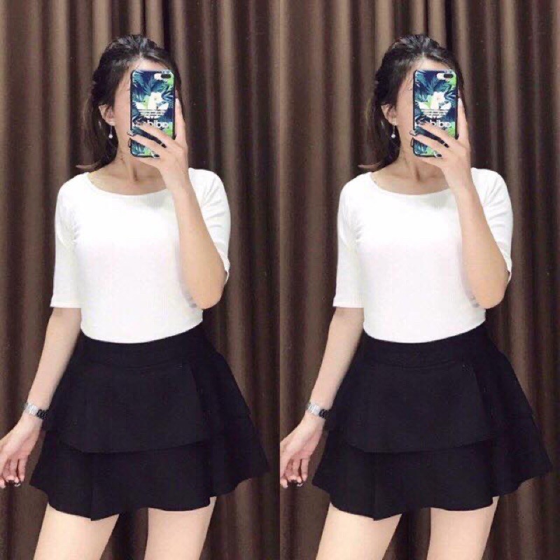 Chân Váy 2 tầng có quần trong vải Umi co giãn đẹp
