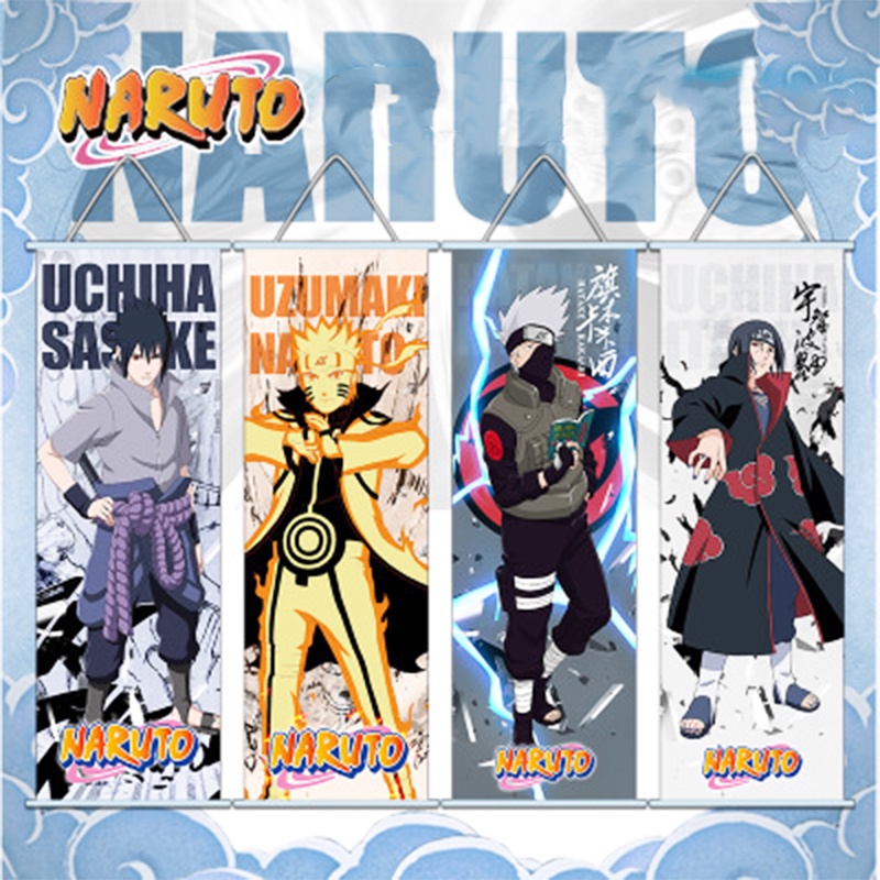 Tranh cuốn bằng vải treo tường hình hoạt hình nhân vật Naruto Kakashi Uchiha Itachi
