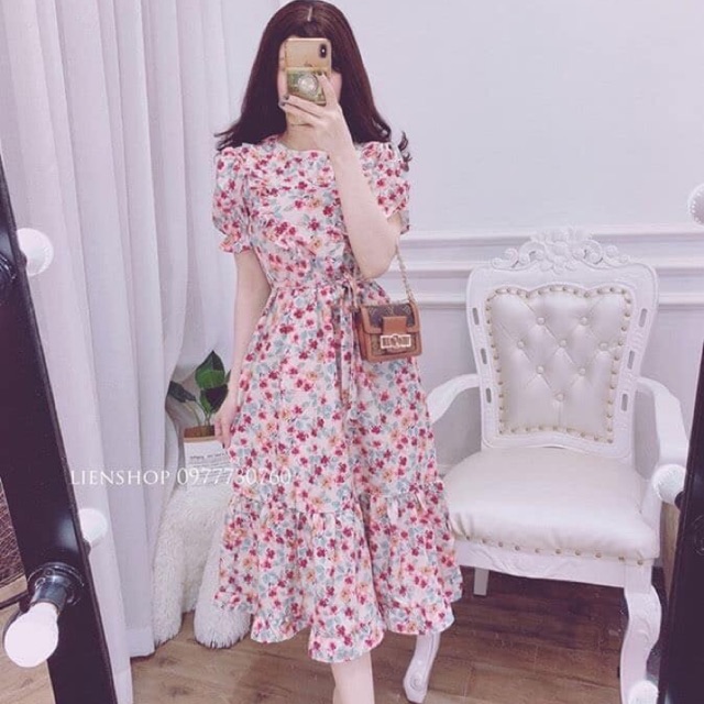 Váy hoa vintage tầng