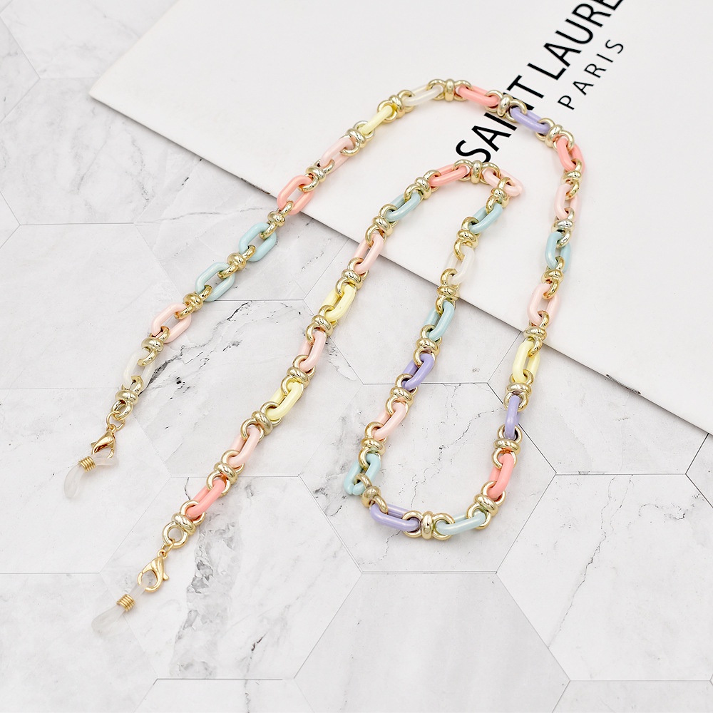 Dây Đeo Mắt Kính Màu Cầu Vồng Chất Liệu Acrylic Làm Thủ Công Chống Thất Lạc