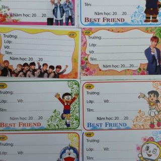 10 nhãn vở bóc dán tự dính nhiều mẫu hình