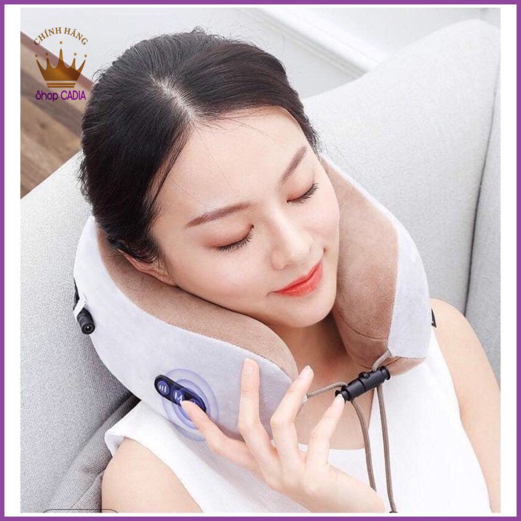 Gối massage cổ vai gáy U-shaped cao cấp công nghệ Nhật bản, Gối mát xa cổ hình chữ U