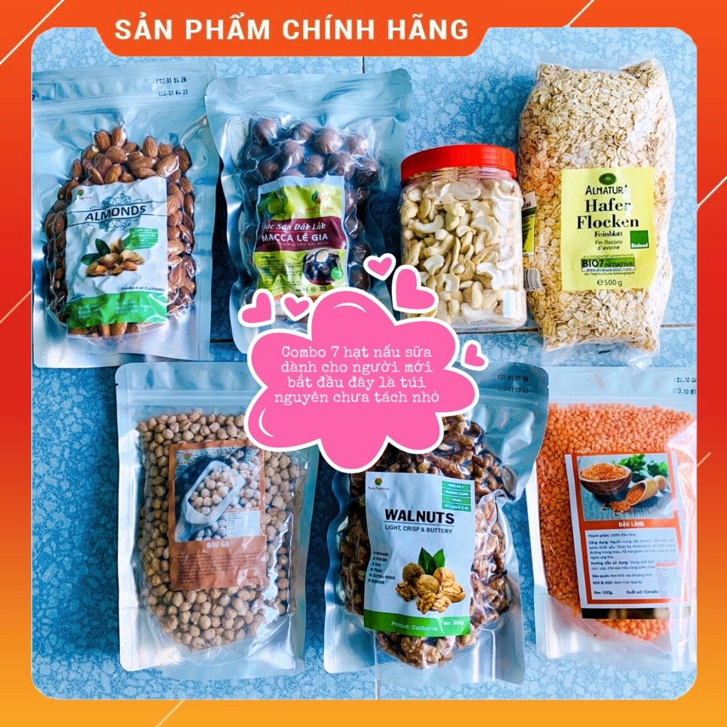 Combo Hạt Dinh Dưỡng (7 hạt mỗi loại 200g) cho người mới bắt đầu làm sữa hạt