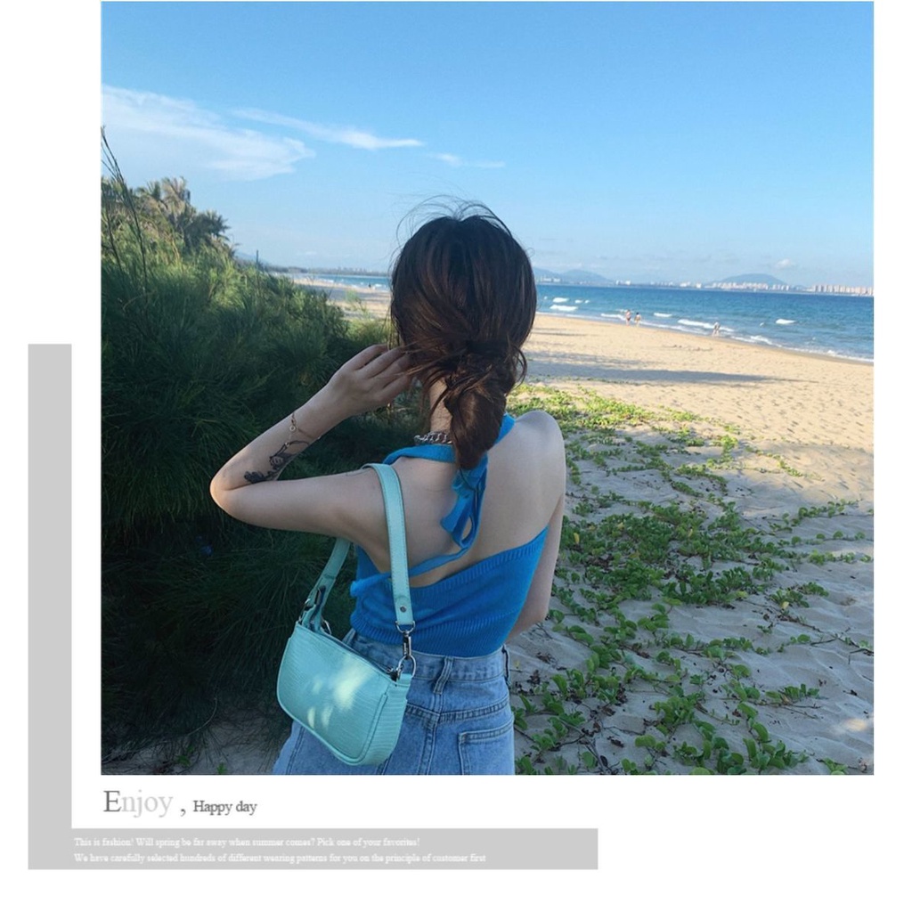 Áo dệt kim hai dây cổ chữ V thời trang mùa hè trẻ trung gợi cảm dành cho phái nữ