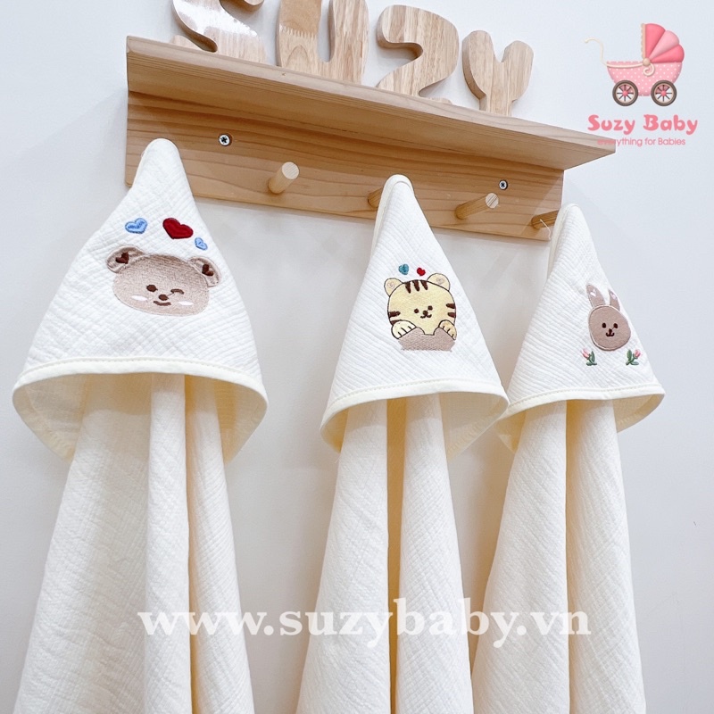 Ủ CHOÀNG XÔ ORGANIC XUẤT HÀN THÊU HOẠ TIẾT XINH XỈU, Suzy baby