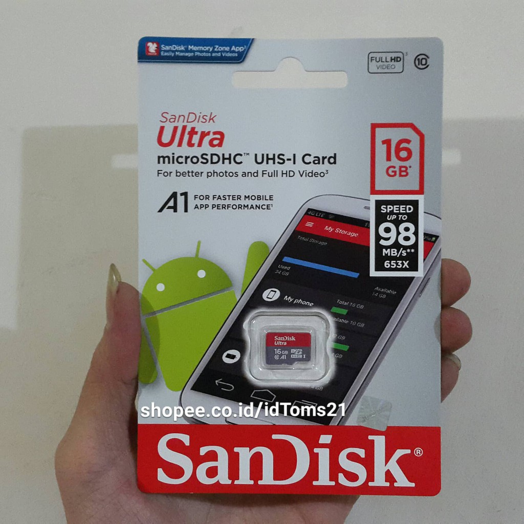 Thẻ Nhớ Sandisk Ultra Microsdhc Uhs-i Class 10 16gb 98mbps