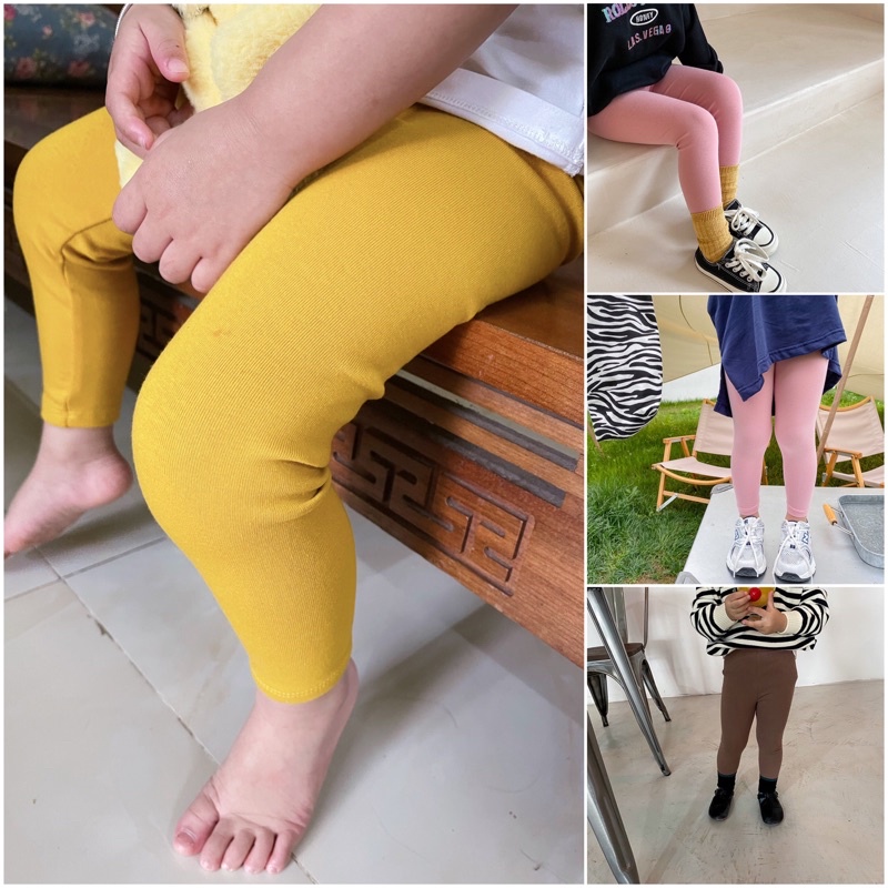 [𝟔-𝟏𝟎𝐘] [𝟏𝟖-𝟑𝟓𝐤𝐠] Quần legging Mia Kids tông màu trơn siêu co giãn cho bé gái