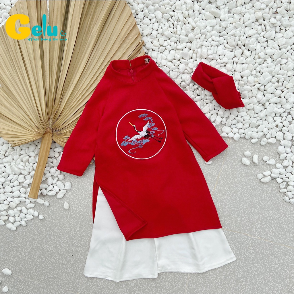 Sét áo dài cách tân cho bé chất liệu Nhung Text Hàn cao cấp cho trẻ em - Gelukids-B025
