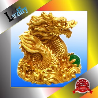 Tượng Rồng Vàng Ôm Ngọc  cao 12 cm Phong Thủy Xe Hơi TPT079 - Luxury Art