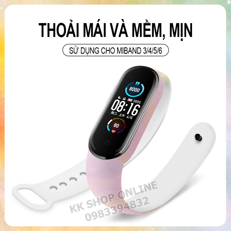 Dây đeo miband họa tiết màu nước không gian cho Xiaomi Miband 3 4 5 6