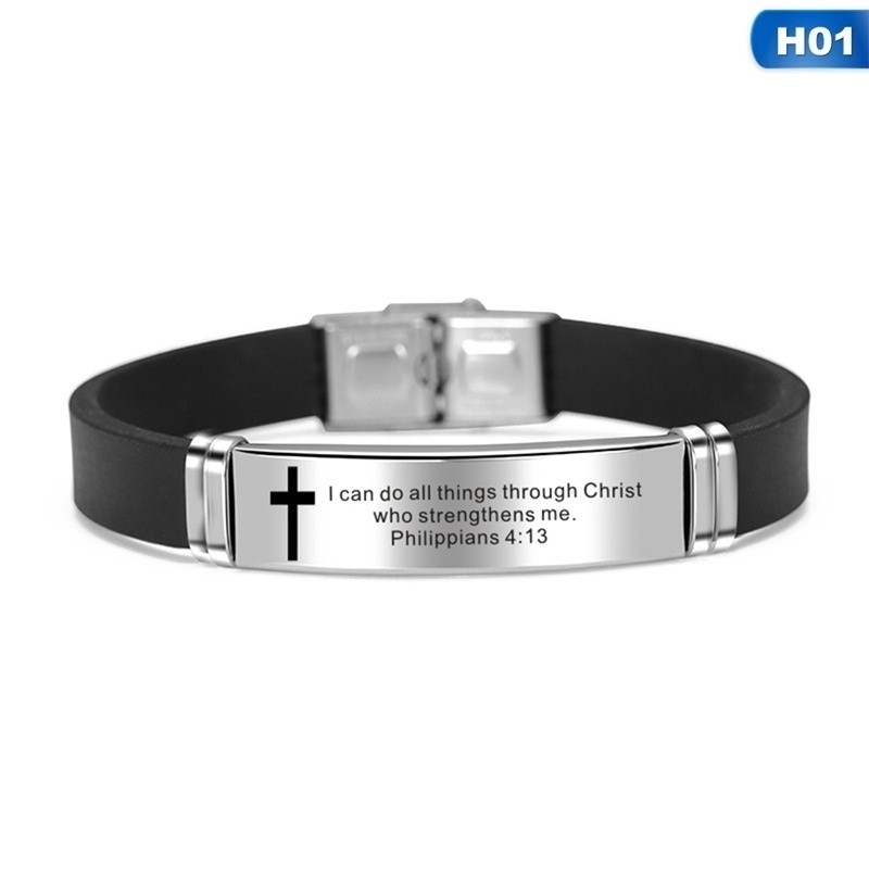 Vòng đeo tay khắc câu nói thiên chúa giáo bằng inox