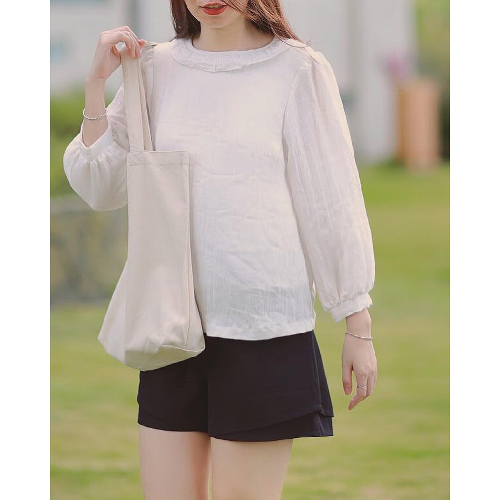 Áo kiểu cổ tròn RUCHAN