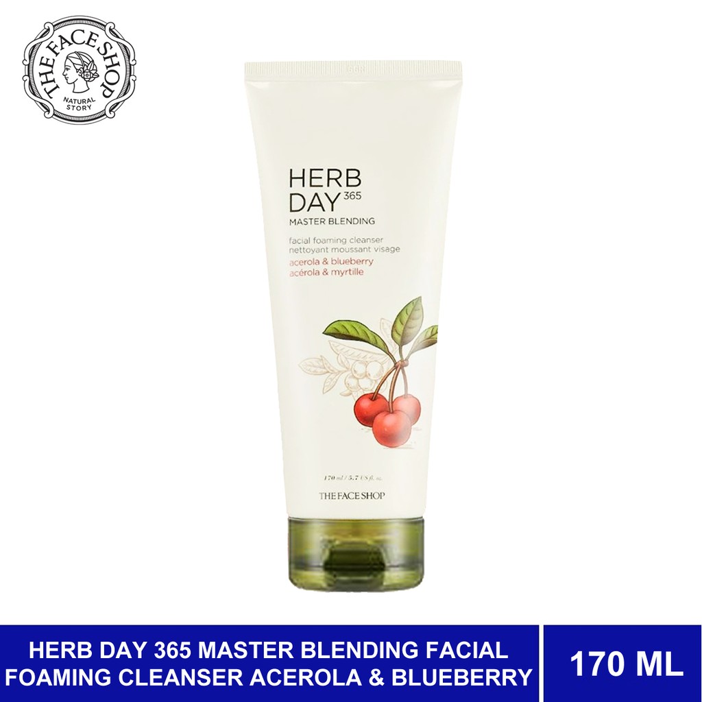 SỮA RỬA MẶT HERB DAY 365 MASTER BLENDING FACIAL FOAMING CLEANSER ACEROLA & BLUEBERRY THE FACE SHOP 170ML