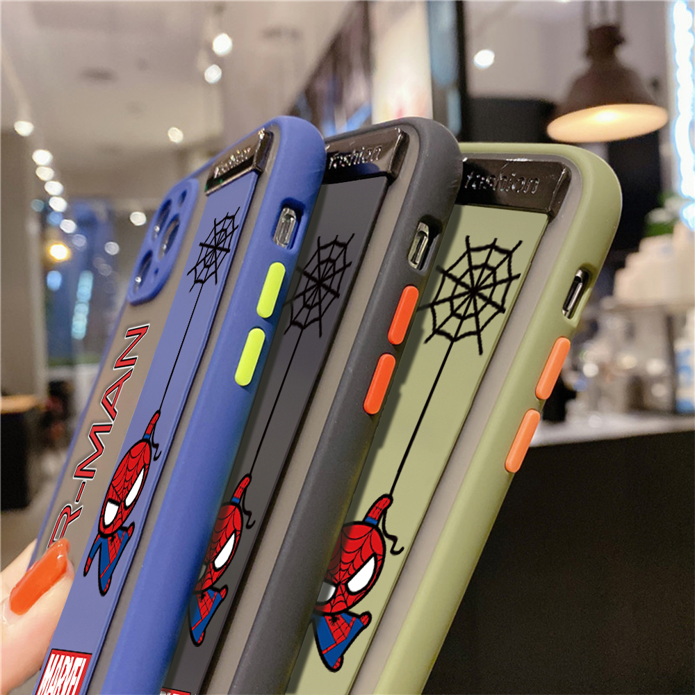 (Có dây đeo tay) Ốp lưng điện thoại Xiaomi Redmi 9A 9T 9C 8 8A 7 7A Vỏ chống sốc Marvel Spiderman Cartoon Vỏ mềm Cạnh đầy đủ bảo vệ ống kính máy ảnh Vỏ bảo vệ điện thoại siêu mỏng