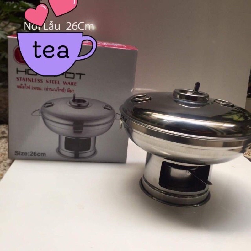 Bộ lẩu  cù  lao  inox  2in1  sử dụng được cồn và  than 24cm ,26cm